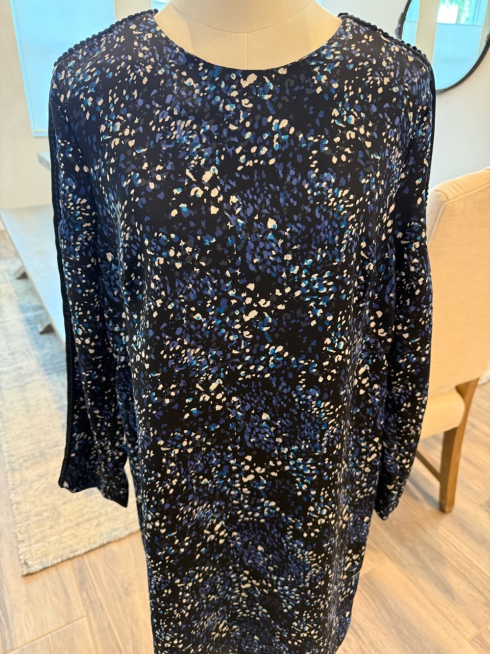 Banana Republic Navy Blue Speckled Long Sleeve Dress